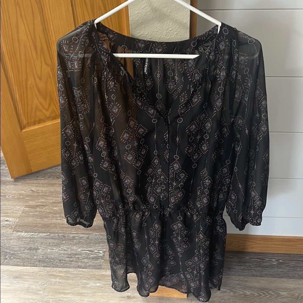 Black Sheer Patterned Top
